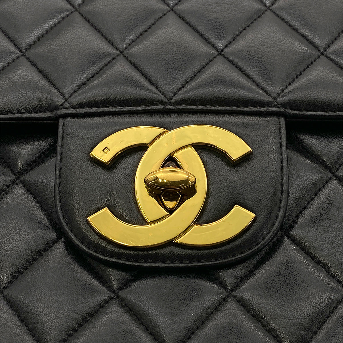 CHANEL VINTAGE JUMBO MATELASSE 30 CHAIN SHOULDER BAG BLACK LAMB SKIN 90266141