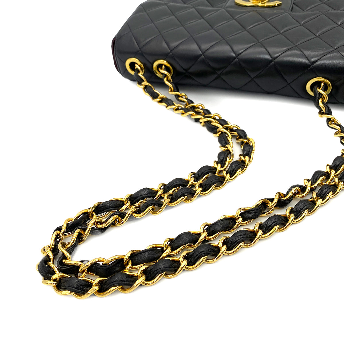 CHANEL VINTAGE JUMBO MATELASSE 30 CHAIN SHOULDER BAG BLACK LAMB SKIN 90266141