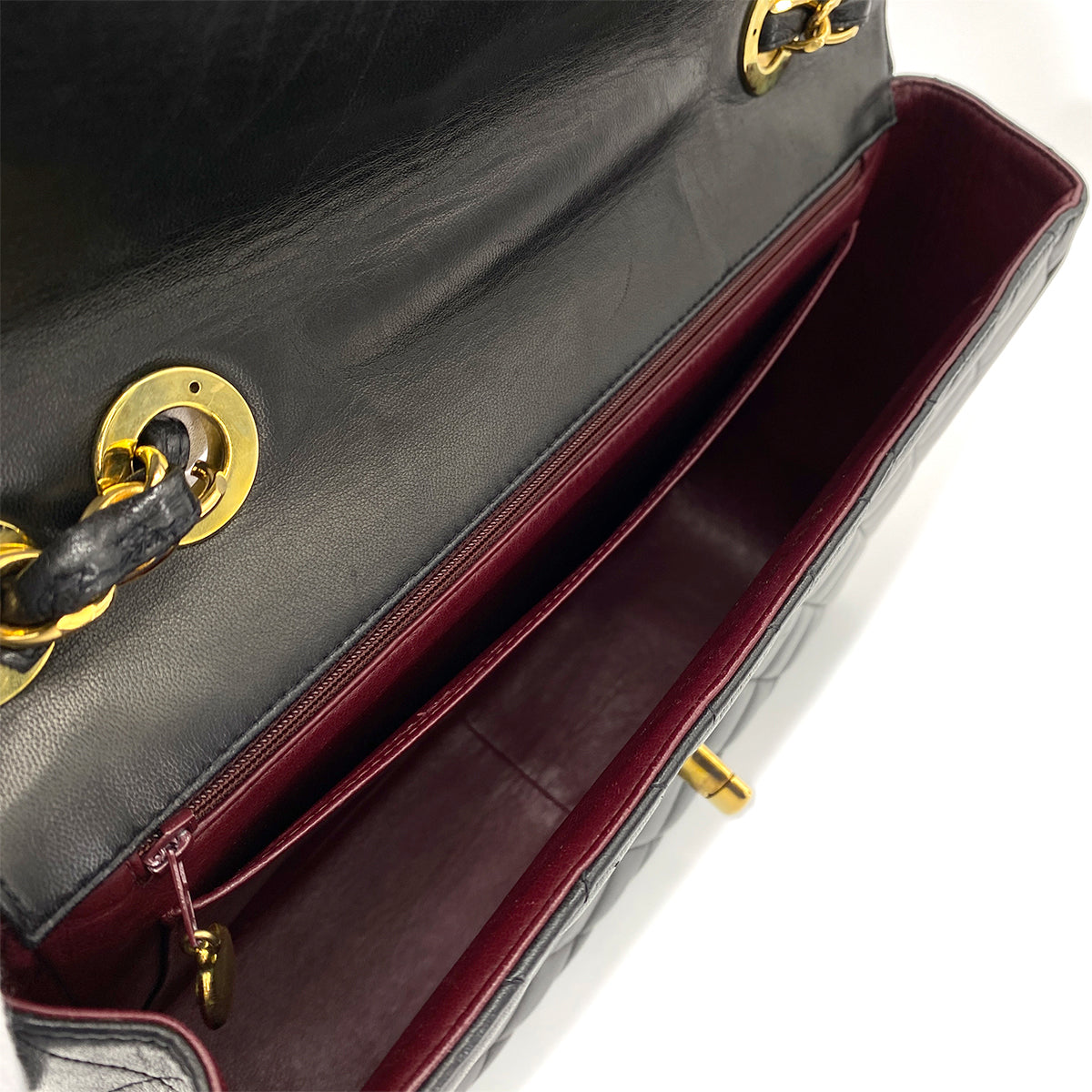 CHANEL VINTAGE JUMBO MATELASSE 30 CHAIN SHOULDER BAG BLACK LAMB SKIN 90266141