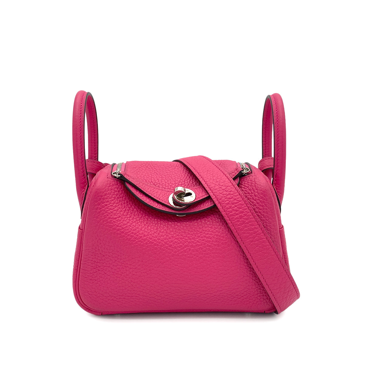 HERMES LINDY MINI 20 FRAMBOISE TAURILLON CLEMENCE SHOULDER BAG Z SHW 90266143