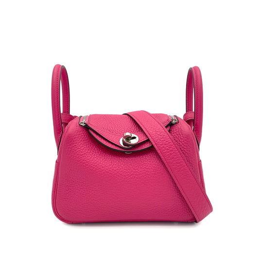 HERMES LINDY MINI 20 FRAMBOISE TAURILLON CLEMENCE SHOULDER BAG Z SHW 90266143