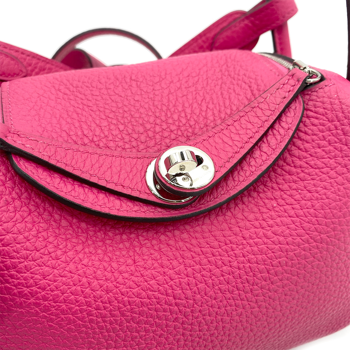 HERMES LINDY MINI 20 FRAMBOISE TAURILLON CLEMENCE SHOULDER BAG Z SHW 90266143