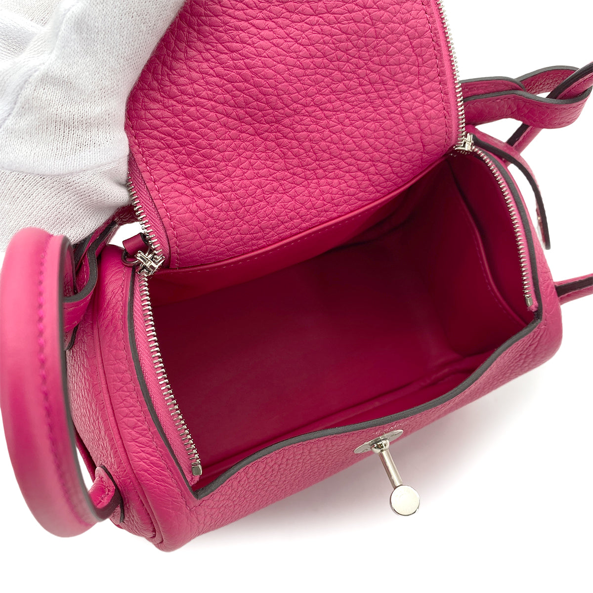 HERMES LINDY MINI 20 FRAMBOISE TAURILLON CLEMENCE SHOULDER BAG Z SHW 90266143