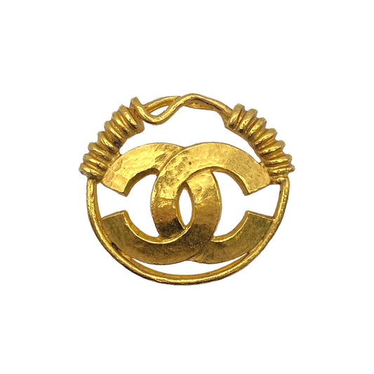 CHANEL VINTAGE COCOMARK BROOCH GOLD ROUND ACCESSORY 94P 90266149