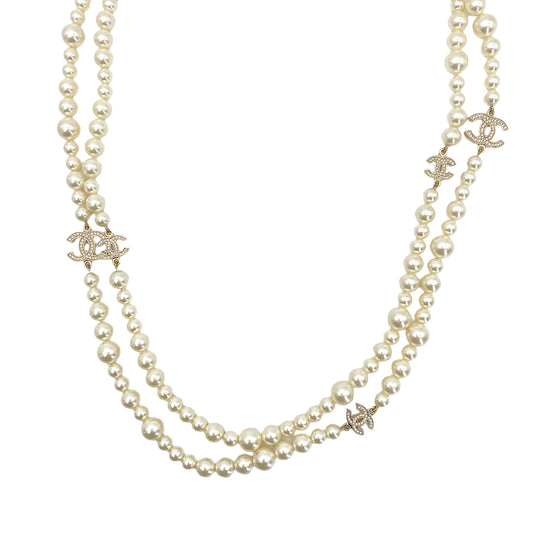CHANEL NECKLACE COCOMARK FAUX PEARL ACCESSORY 10P 90266150