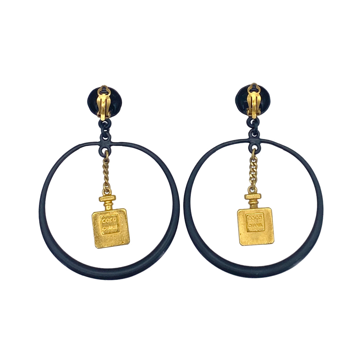 CHANEL VINTAGE EARRINGS COCOMARK HOOP PERFUME ACCESSORY 94C 90266152