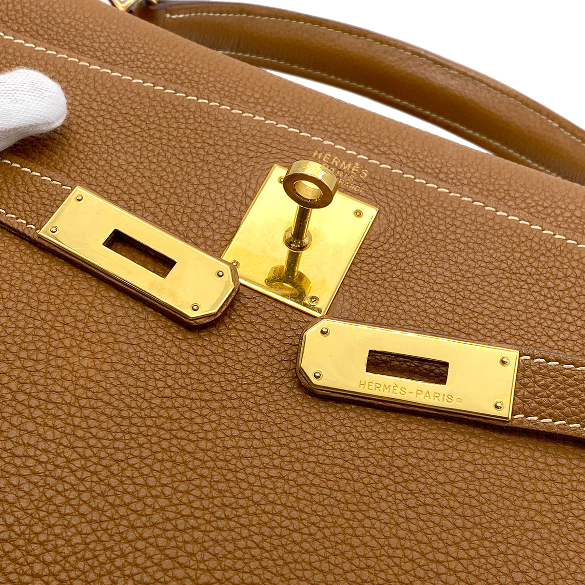 HERMES KELLY 32 RETOURNE GOLD TOGO HAND SHOULDER BAG □G GHW 90266237