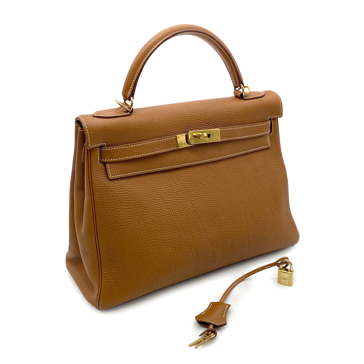 HERMES KELLY 32 RETOURNE GOLD TOGO HAND SHOULDER BAG □G GHW 90266237