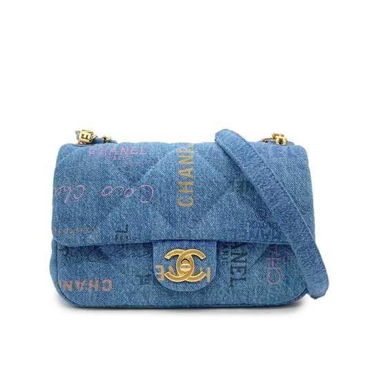 CHANEL MATELASSE CHAIN SHOULDER BAG BLUE DENIM 90266241