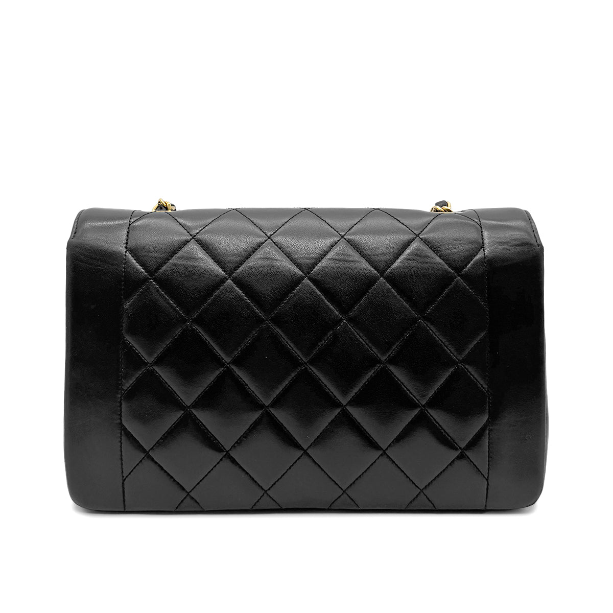CHANEL VINTAGE DIANA MEDIUM CHAIN SHOULDER BAG BLACK LAMB SKIN 90266245