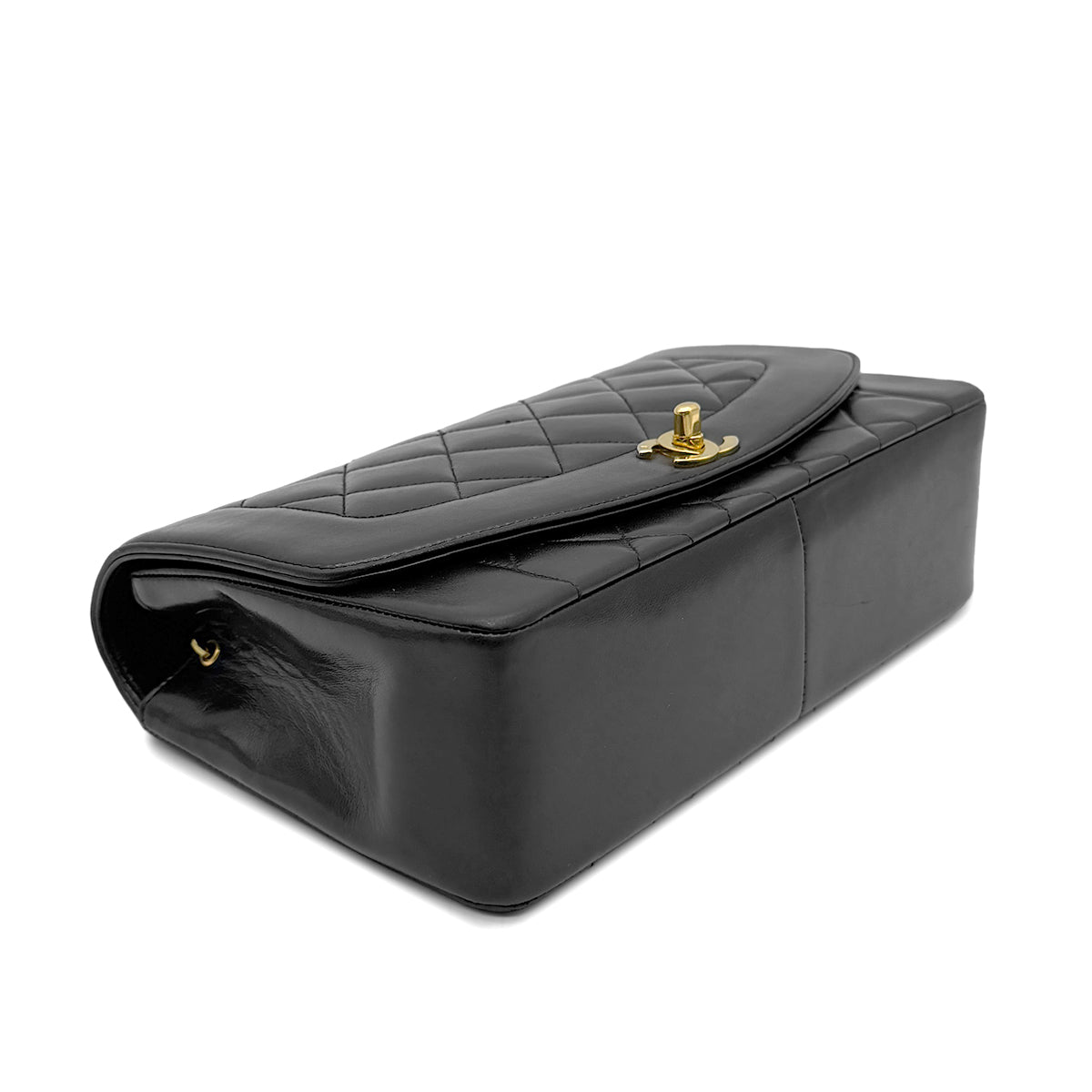 CHANEL VINTAGE DIANA MEDIUM CHAIN SHOULDER BAG BLACK LAMB SKIN 90266245