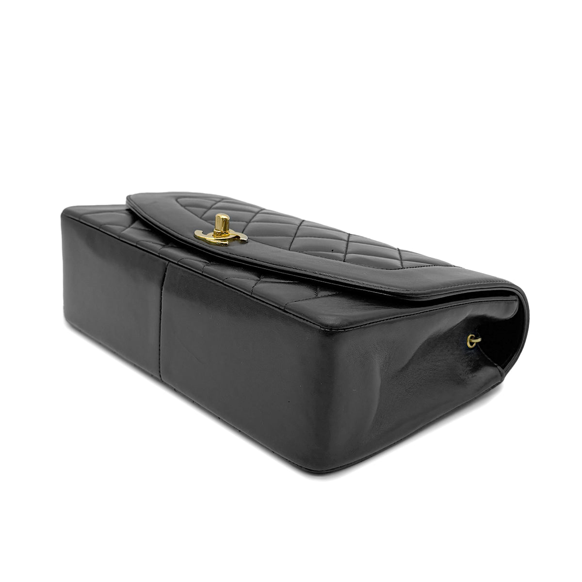 CHANEL VINTAGE DIANA MEDIUM CHAIN SHOULDER BAG BLACK LAMB SKIN 90266245