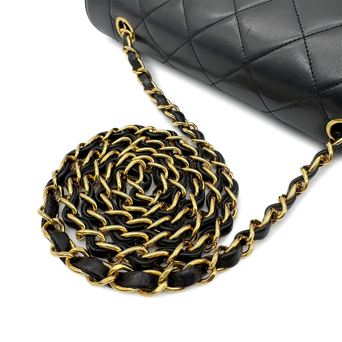 CHANEL VINTAGE DIANA MEDIUM CHAIN SHOULDER BAG BLACK LAMB SKIN 90266245