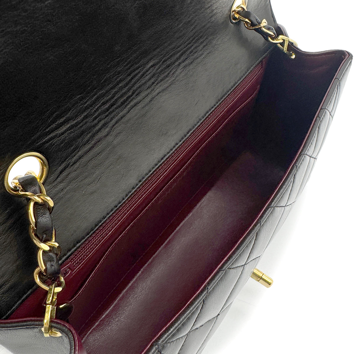 CHANEL VINTAGE DIANA MEDIUM CHAIN SHOULDER BAG BLACK LAMB SKIN 90266245