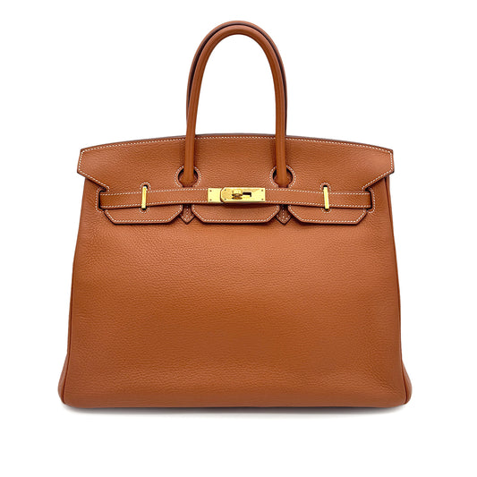 HERMES BIRKIN 35 FAUVE TAURILLON CLEMENCE HAND BAG □I GHW 90266247