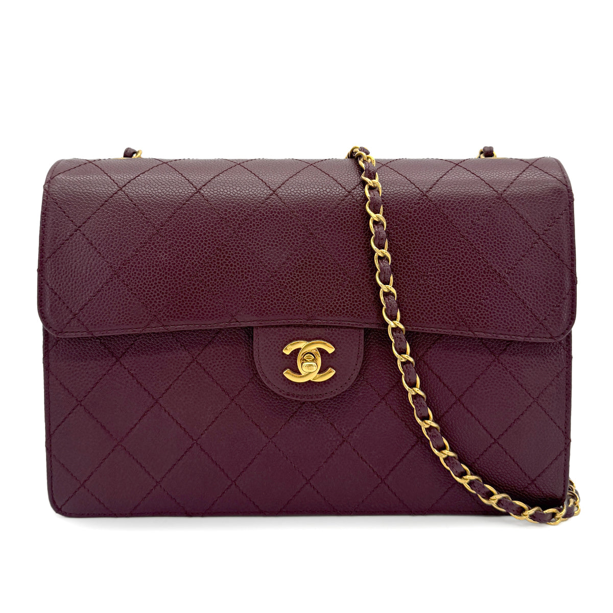 CHANEL VINTAGE MATELASSE CHAIN SHOULDER BAG BORDEAUX CAVIAR SKIN 90266251