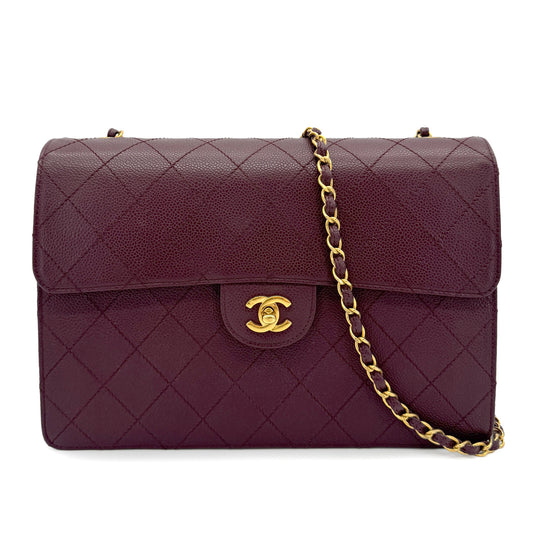 CHANEL VINTAGE MATELASSE CHAIN SHOULDER BAG BORDEAUX CAVIAR SKIN 90266251