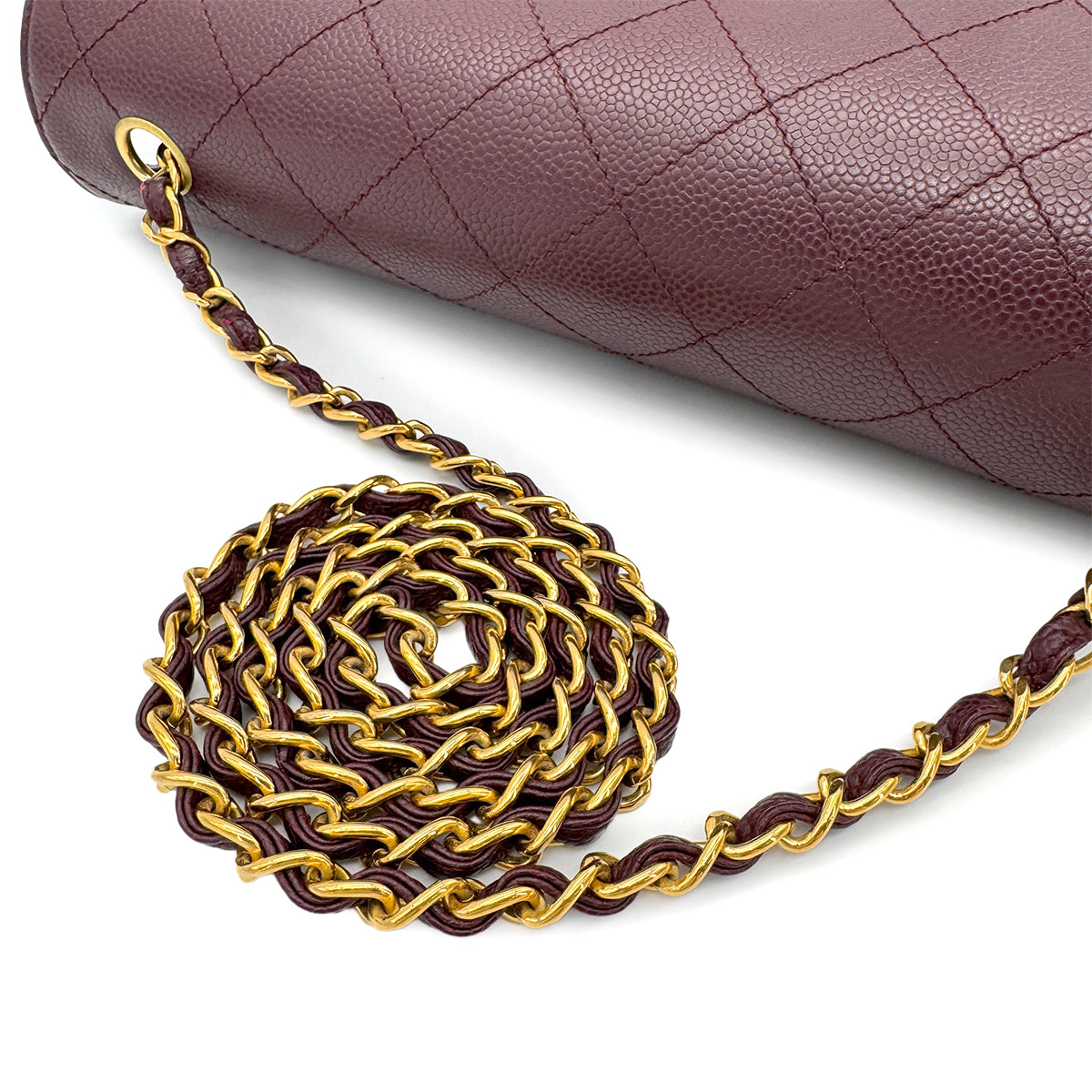 CHANEL VINTAGE MATELASSE CHAIN SHOULDER BAG BORDEAUX CAVIAR SKIN 90266251