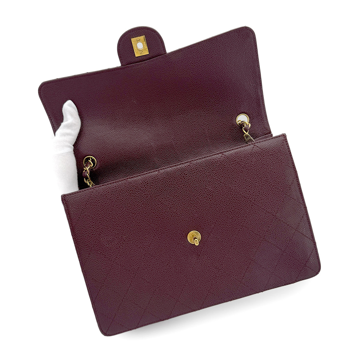 CHANEL VINTAGE MATELASSE CHAIN SHOULDER BAG BORDEAUX CAVIAR SKIN 90266251