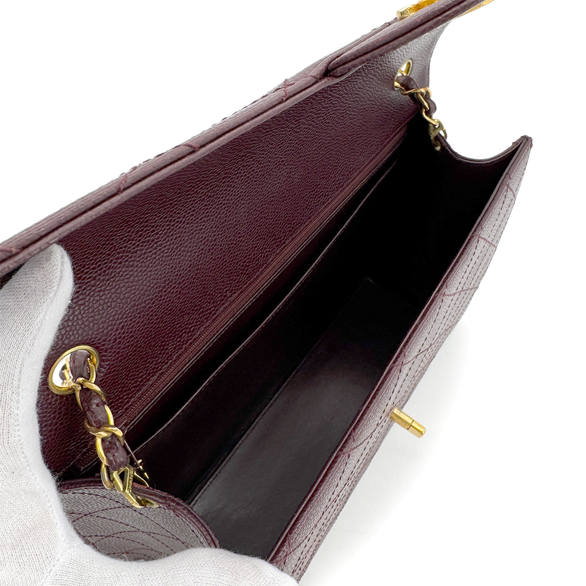 CHANEL VINTAGE MATELASSE CHAIN SHOULDER BAG BORDEAUX CAVIAR SKIN 90266251