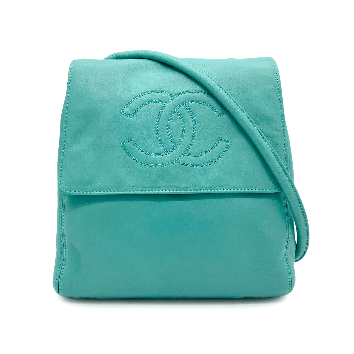 CHANEL VINTAGE BIG COCO SHOULDER BAG LIGHT BLUE LAMB SKIN 90266252