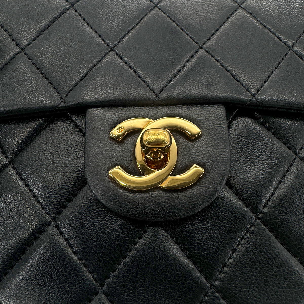 CHANEL VINTAGE MINI SQUARE 17 CHAIN SHOULDER BAG BLACK LAMB SKIN 90266253