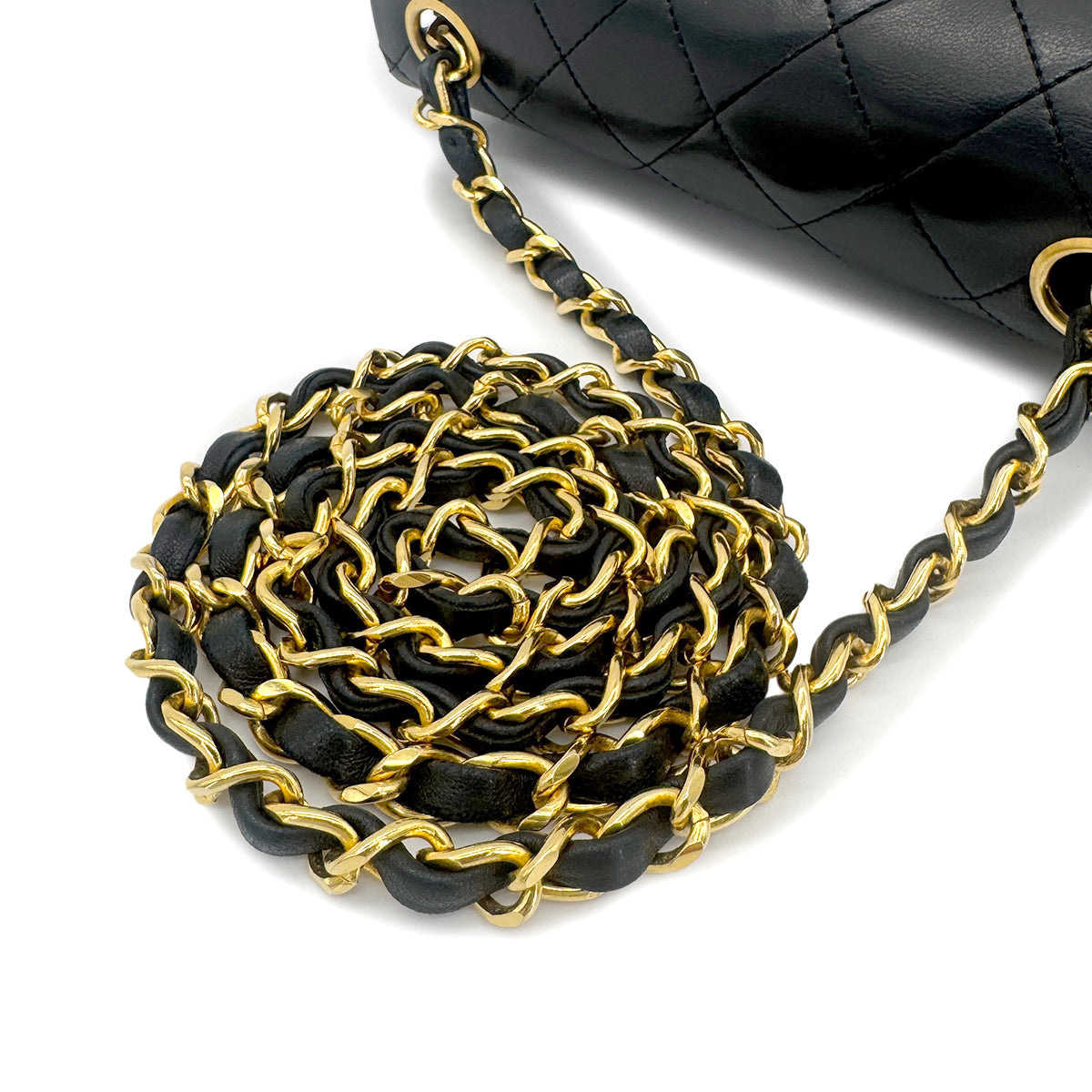 CHANEL VINTAGE MINI SQUARE 17 CHAIN SHOULDER BAG BLACK LAMB SKIN 90266253