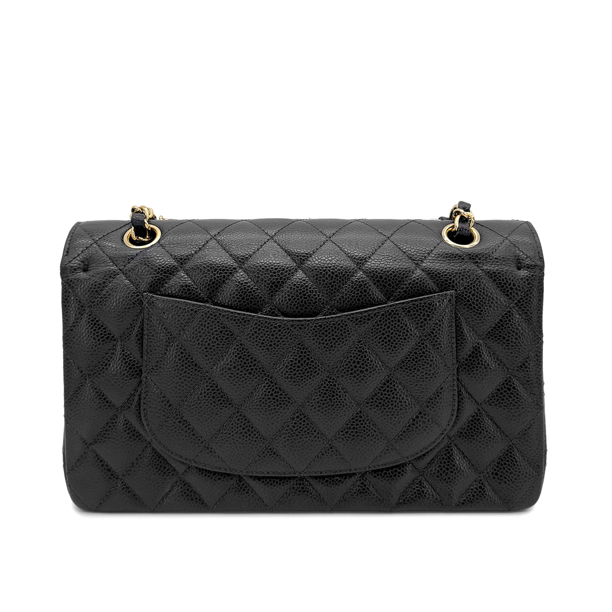 CHANEL VINTAGE CLASSIC FLAP MEDIUM CHAIN SHOULDER BAG BLACK CAVIAR SKIN 90266425