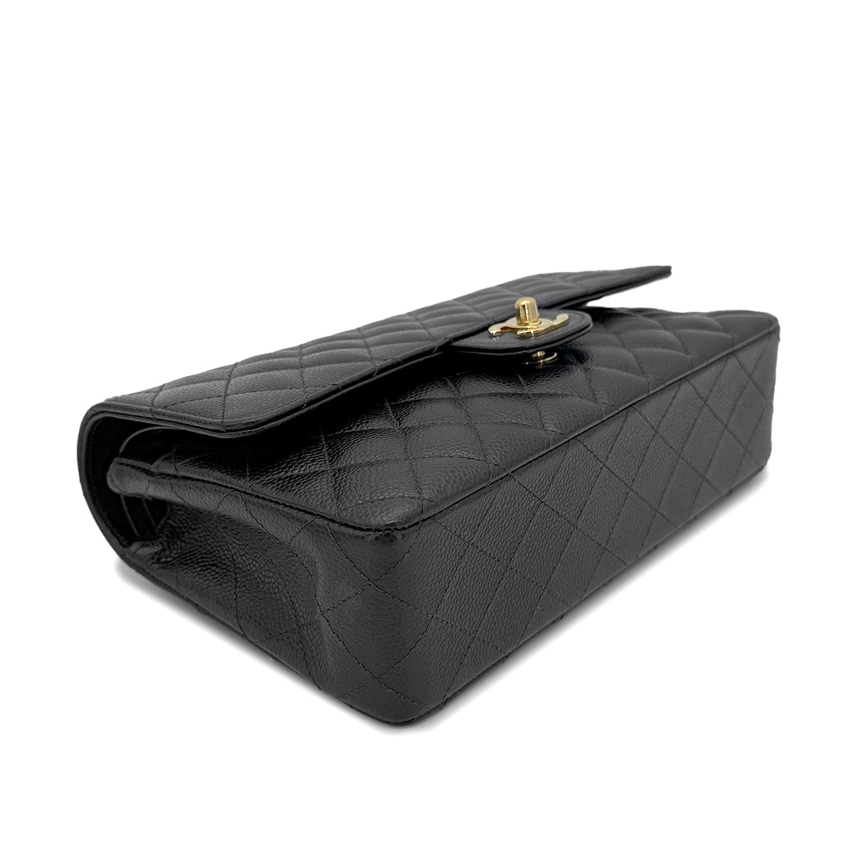 CHANEL VINTAGE CLASSIC FLAP MEDIUM CHAIN SHOULDER BAG BLACK CAVIAR SKIN 90266425