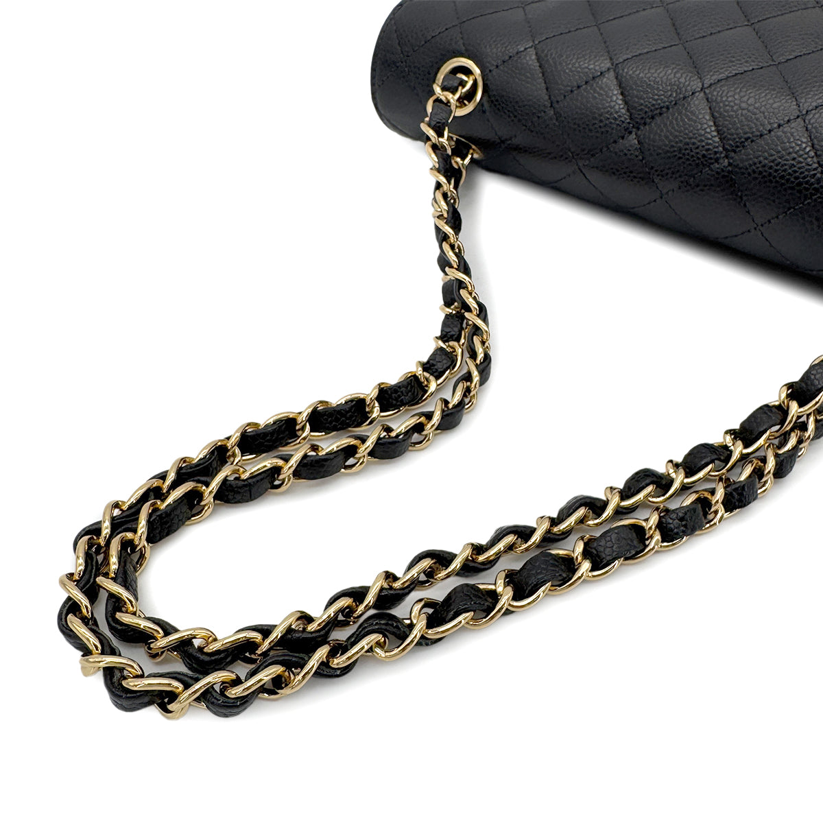 CHANEL VINTAGE CLASSIC FLAP MEDIUM CHAIN SHOULDER BAG BLACK CAVIAR SKIN 90266425