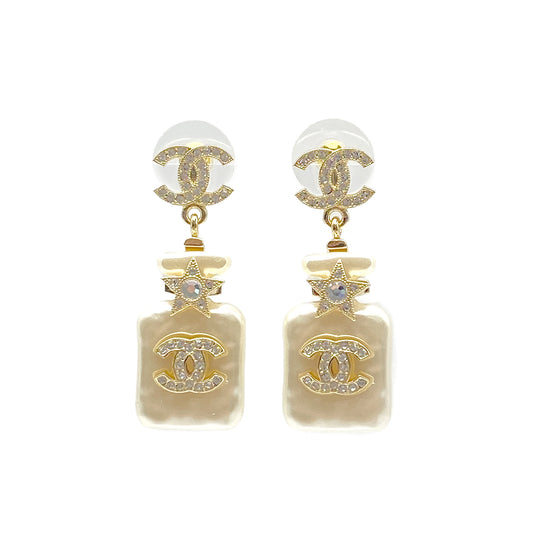 CHANEL EARRINGS PERFUME BOTTLE MOTIF RHINESTONE ACCESSORY B23S 90266432