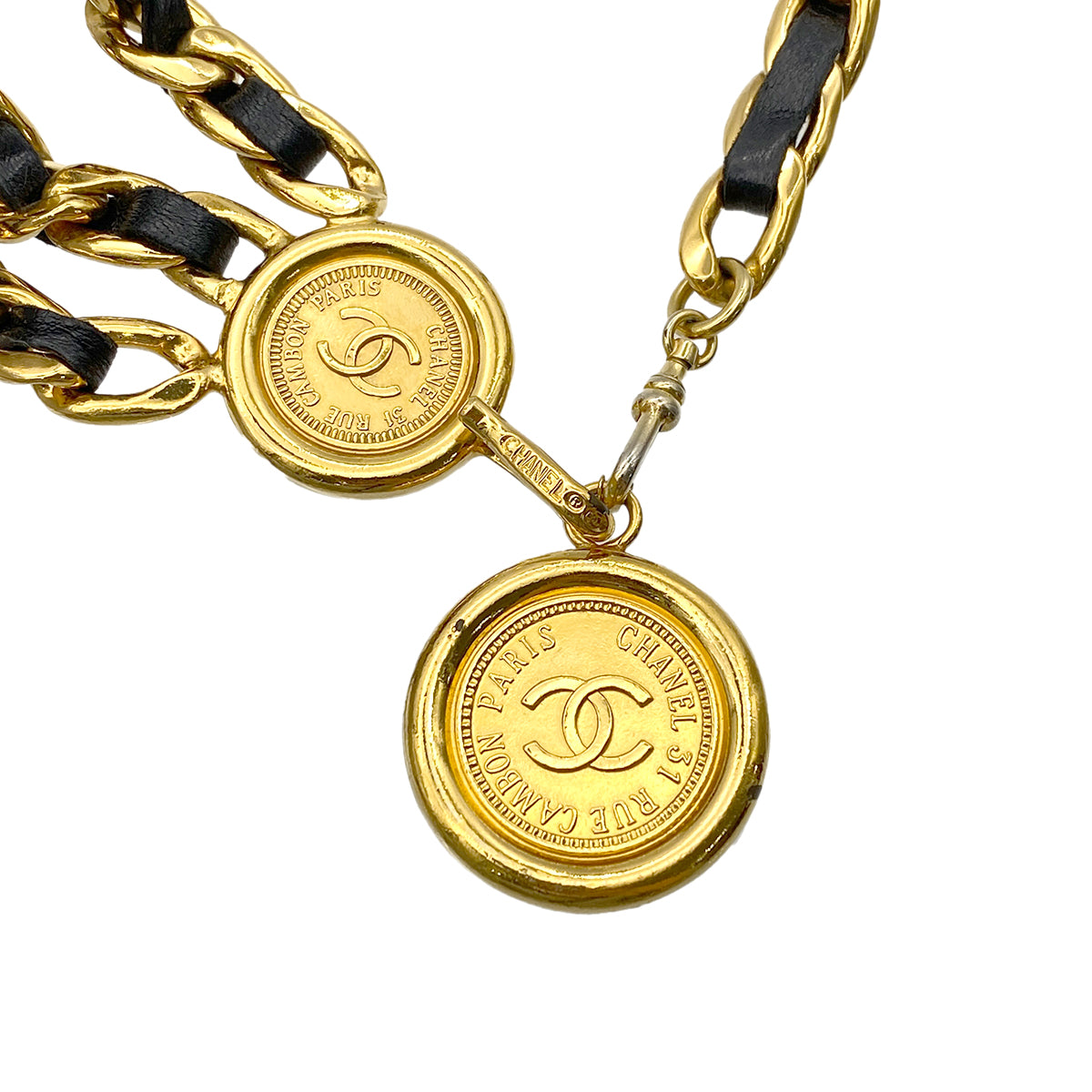 CHANEL VINTAGE CHAIN BELT LEATHER COCOMARK ACCESSORY 90266441