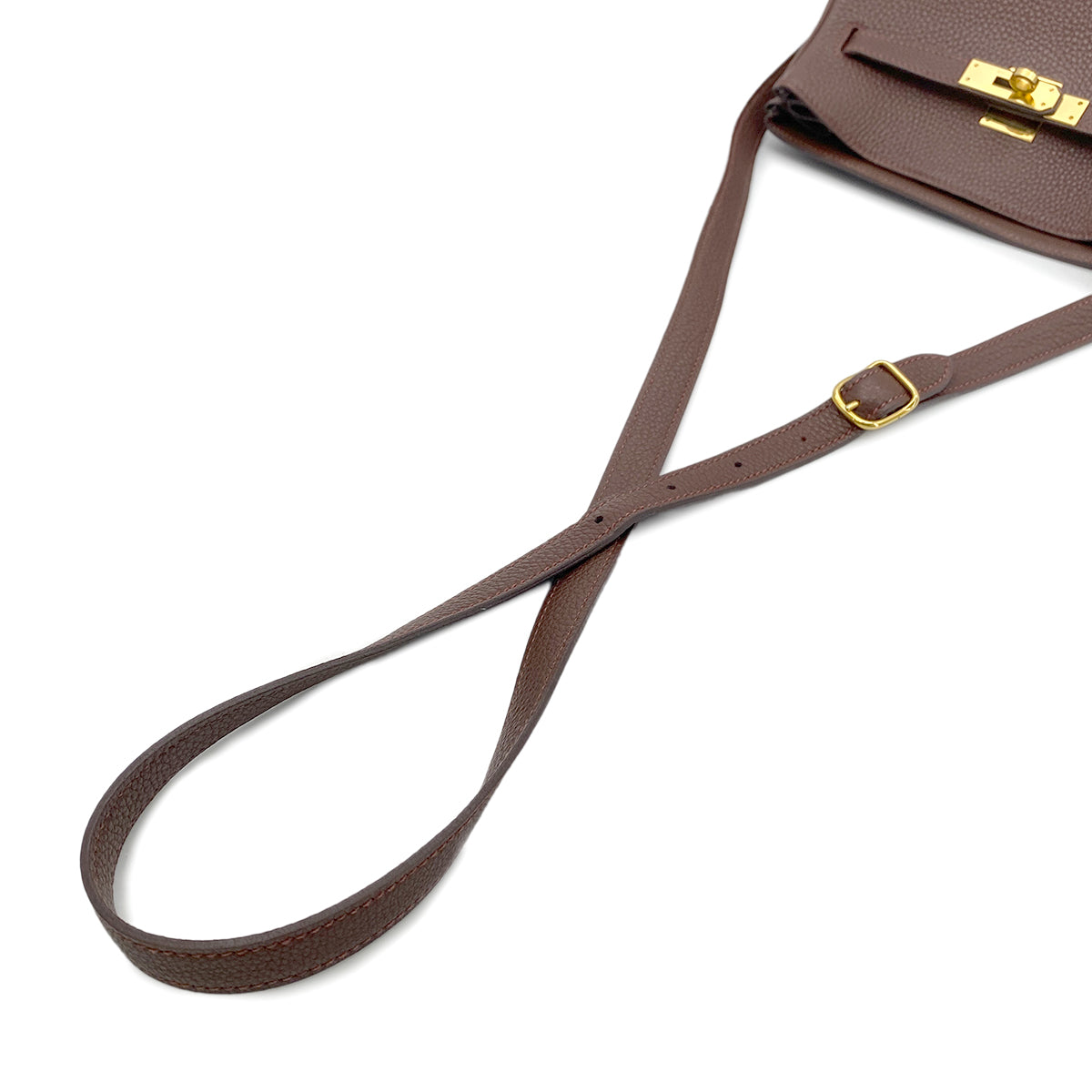 HERMES KELLY SPORTS BROWN TOGO SHOULDER BAG □E 90266444