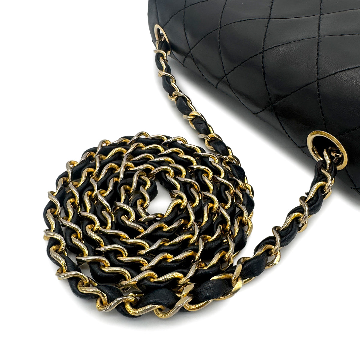 CHANEL VINTAGE MINI SQUARE 17 CHAIN SHOULDER BAG BLACK LAMB SKIN 90266446