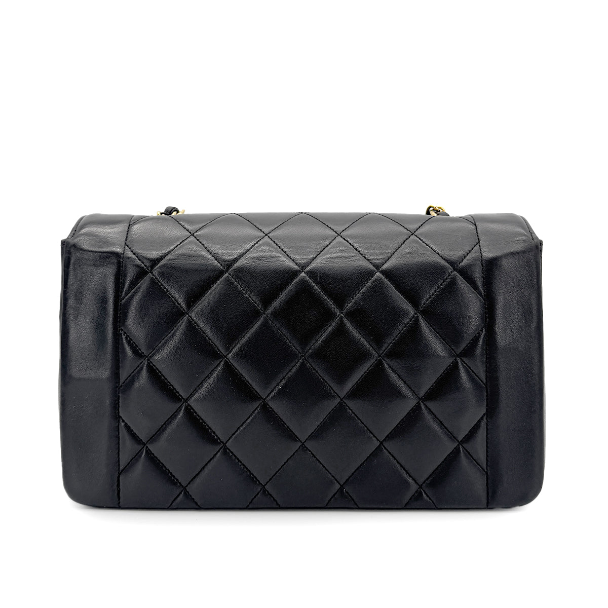 CHANEL VINTAGE DIANA MEDIUM CHAIN SHOULDER BAG BLACK LAMB SKIN 90266709