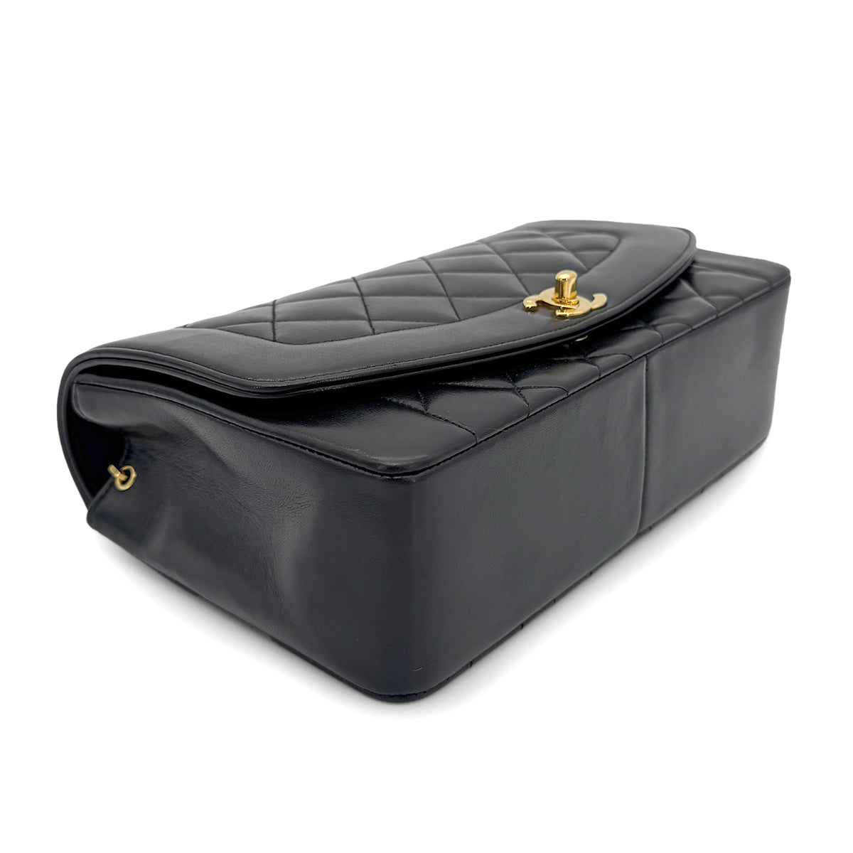 CHANEL VINTAGE DIANA MEDIUM CHAIN SHOULDER BAG BLACK LAMB SKIN 90266709