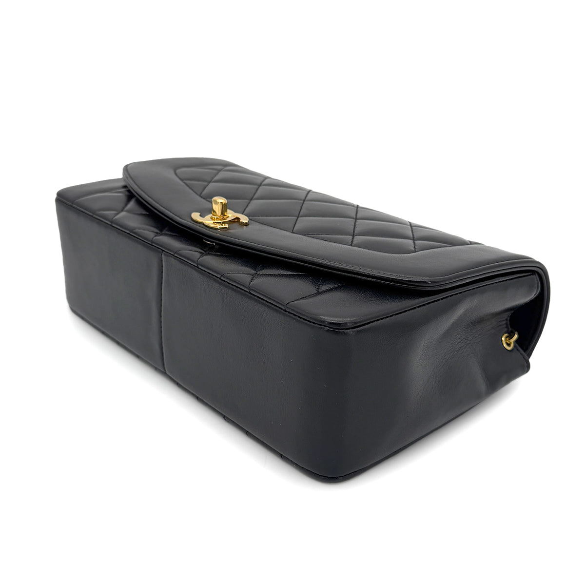 CHANEL VINTAGE DIANA MEDIUM CHAIN SHOULDER BAG BLACK LAMB SKIN 90266709