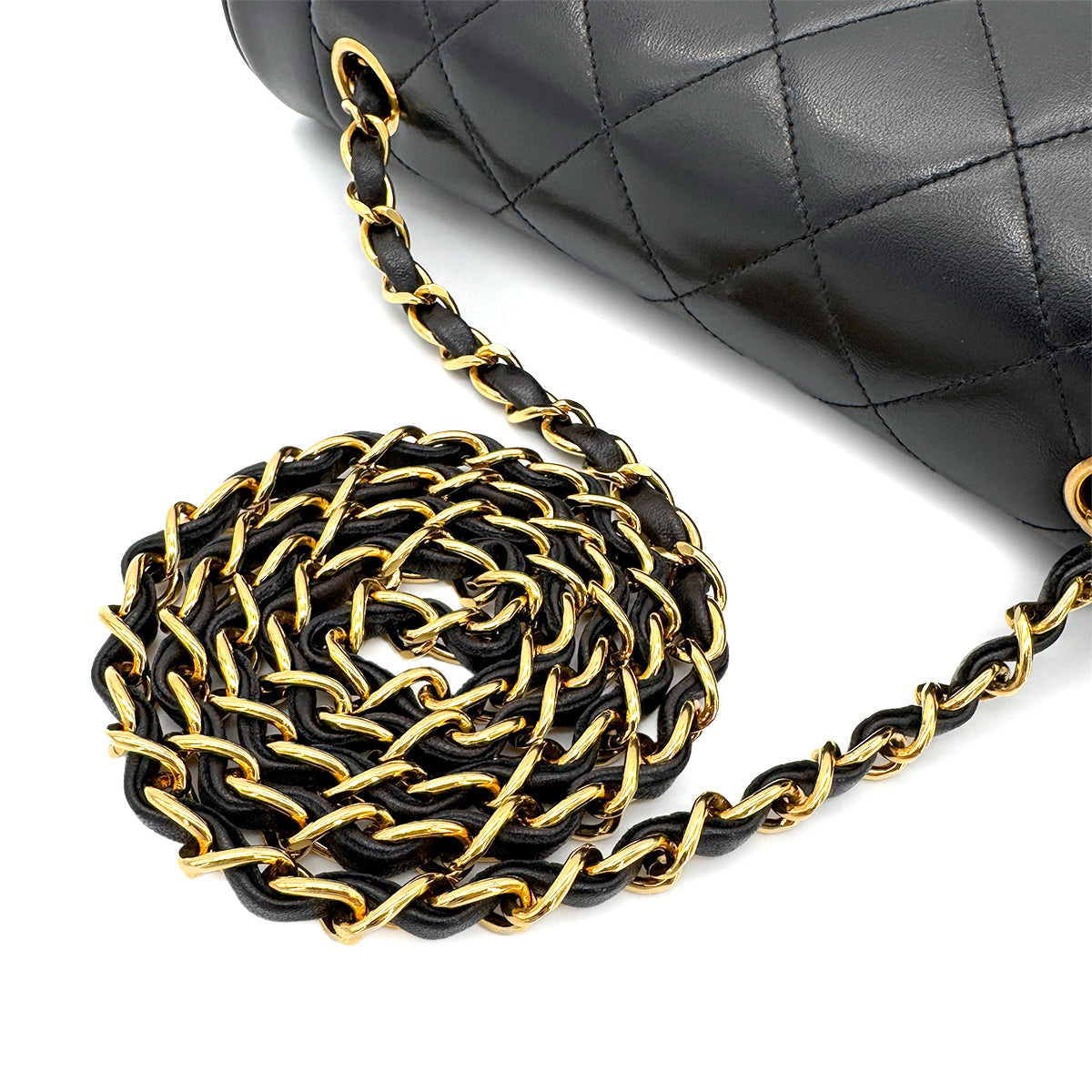 CHANEL VINTAGE DIANA MEDIUM CHAIN SHOULDER BAG BLACK LAMB SKIN 90266709