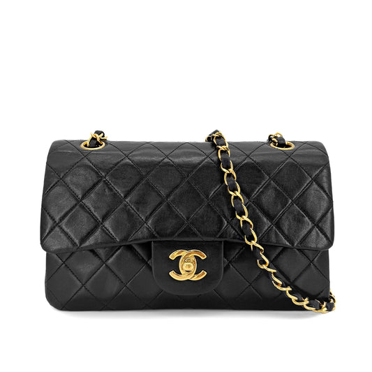 CHANEL VINTAGE CLASSIC FLAP SMALL CHAIN SHOULDER BAG BLACK LAMB SKIN 90266712