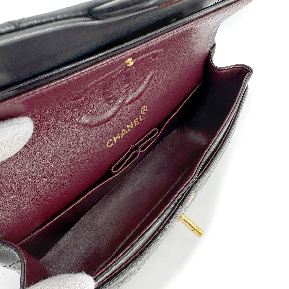 CHANEL VINTAGE CLASSIC FLAP SMALL CHAIN SHOULDER BAG BLACK LAMB SKIN 90266712