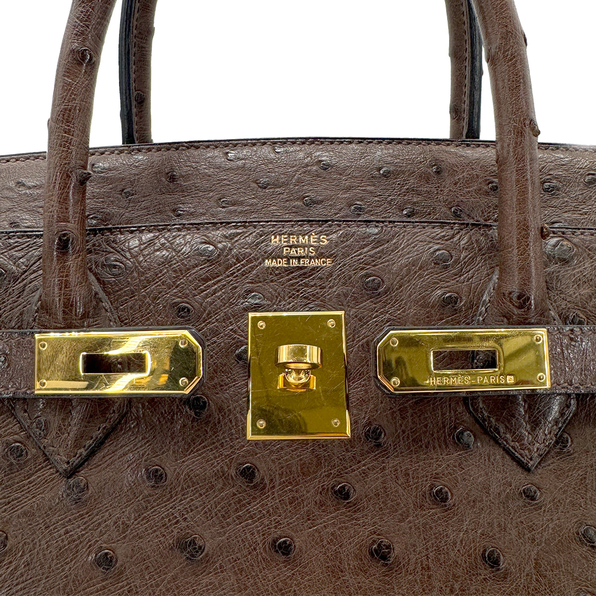 HERMES BIRKIN 40 BROWN OSTRICH HAND BAG 〇Z GHW 90266713