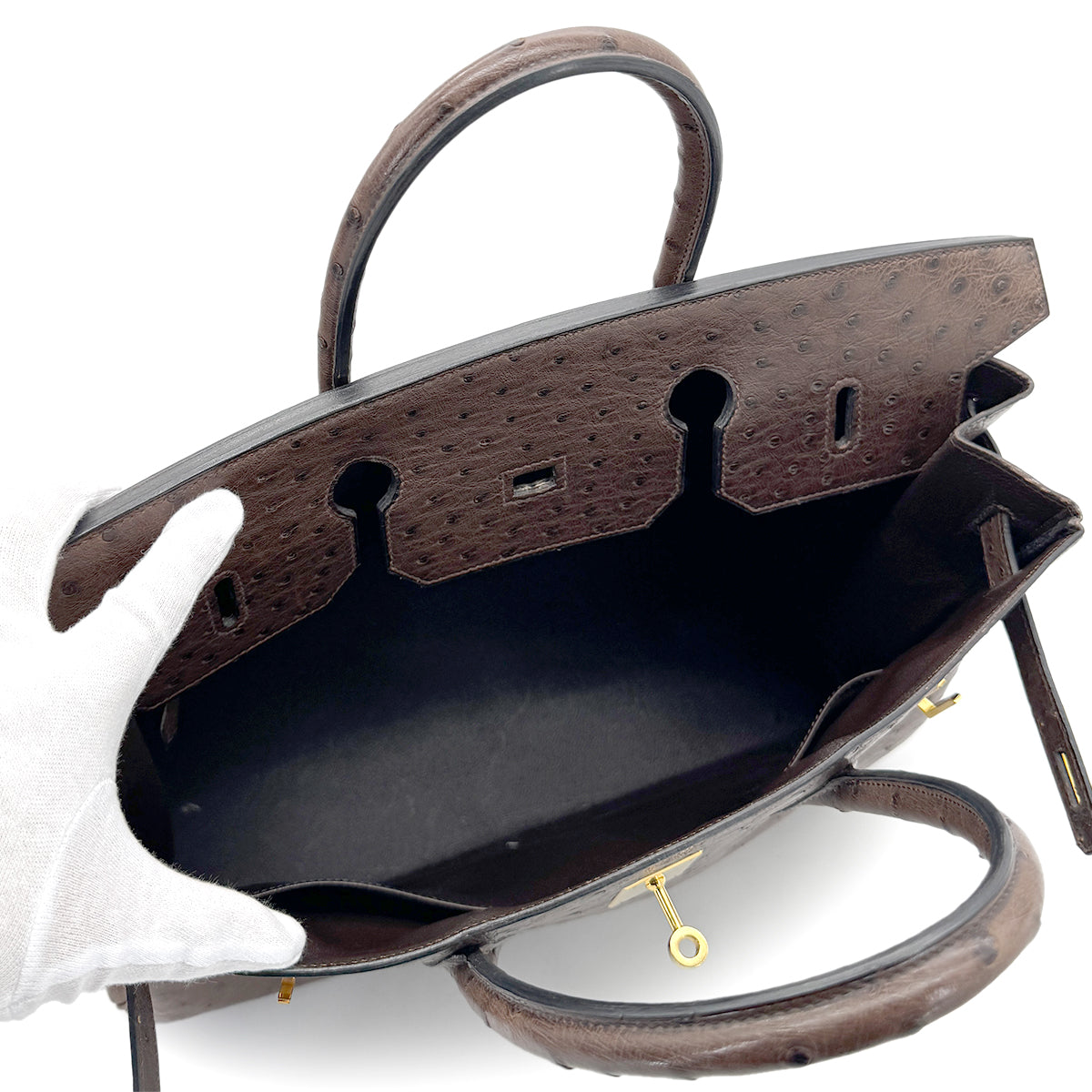 HERMES BIRKIN 40 BROWN OSTRICH HAND BAG 〇Z GHW 90266713