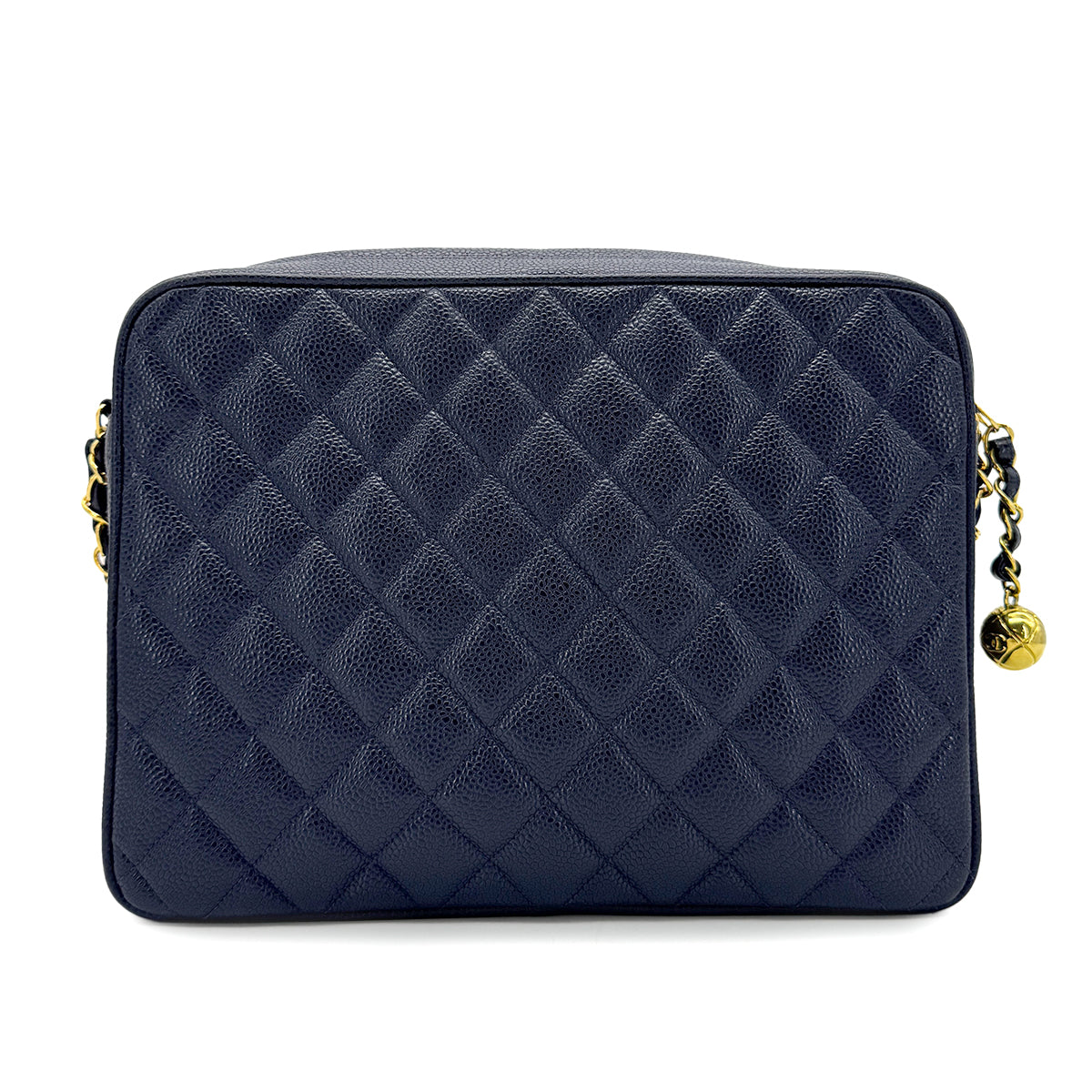 CHANEL VINTAGE MATELASSE CHAIN SHOULDER BAG NAVY CAVIAR SKIN 90266716