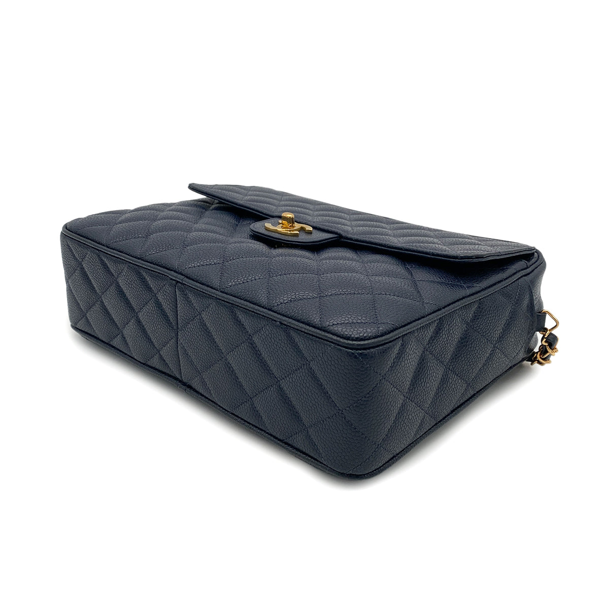 CHANEL VINTAGE MATELASSE CHAIN SHOULDER BAG NAVY CAVIAR SKIN 90266716