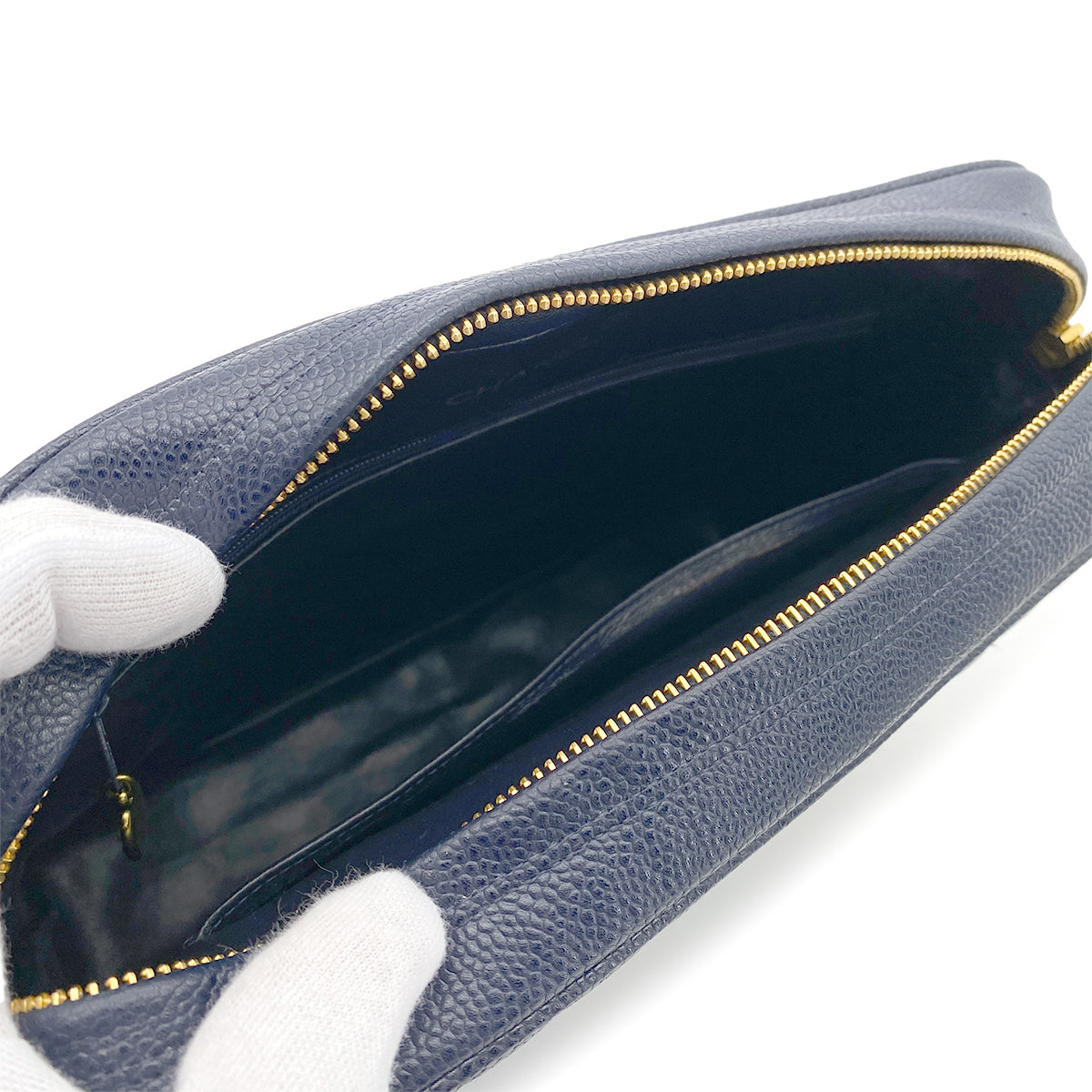 CHANEL VINTAGE MATELASSE CHAIN SHOULDER BAG NAVY CAVIAR SKIN 90266716