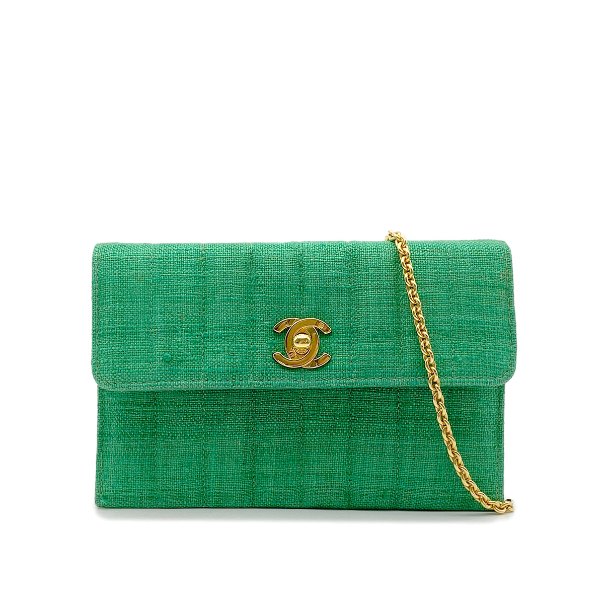 CHANEL VINTAGE MADEMOISELLE CHAIN SHOULDER BAG GREEN 90266717