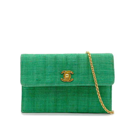 CHANEL VINTAGE MADEMOISELLE CHAIN SHOULDER BAG GREEN 90266717