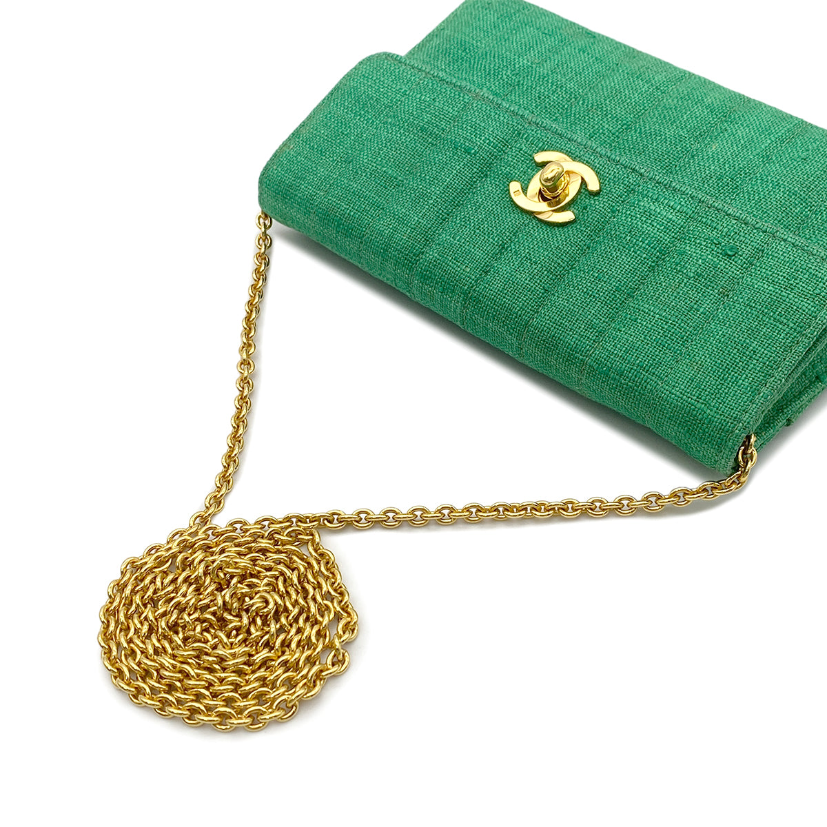 CHANEL VINTAGE MADEMOISELLE CHAIN SHOULDER BAG GREEN 90266717