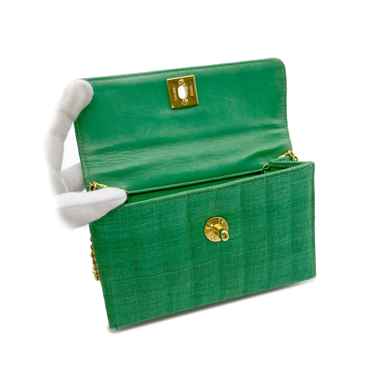 CHANEL VINTAGE MADEMOISELLE CHAIN SHOULDER BAG GREEN 90266717