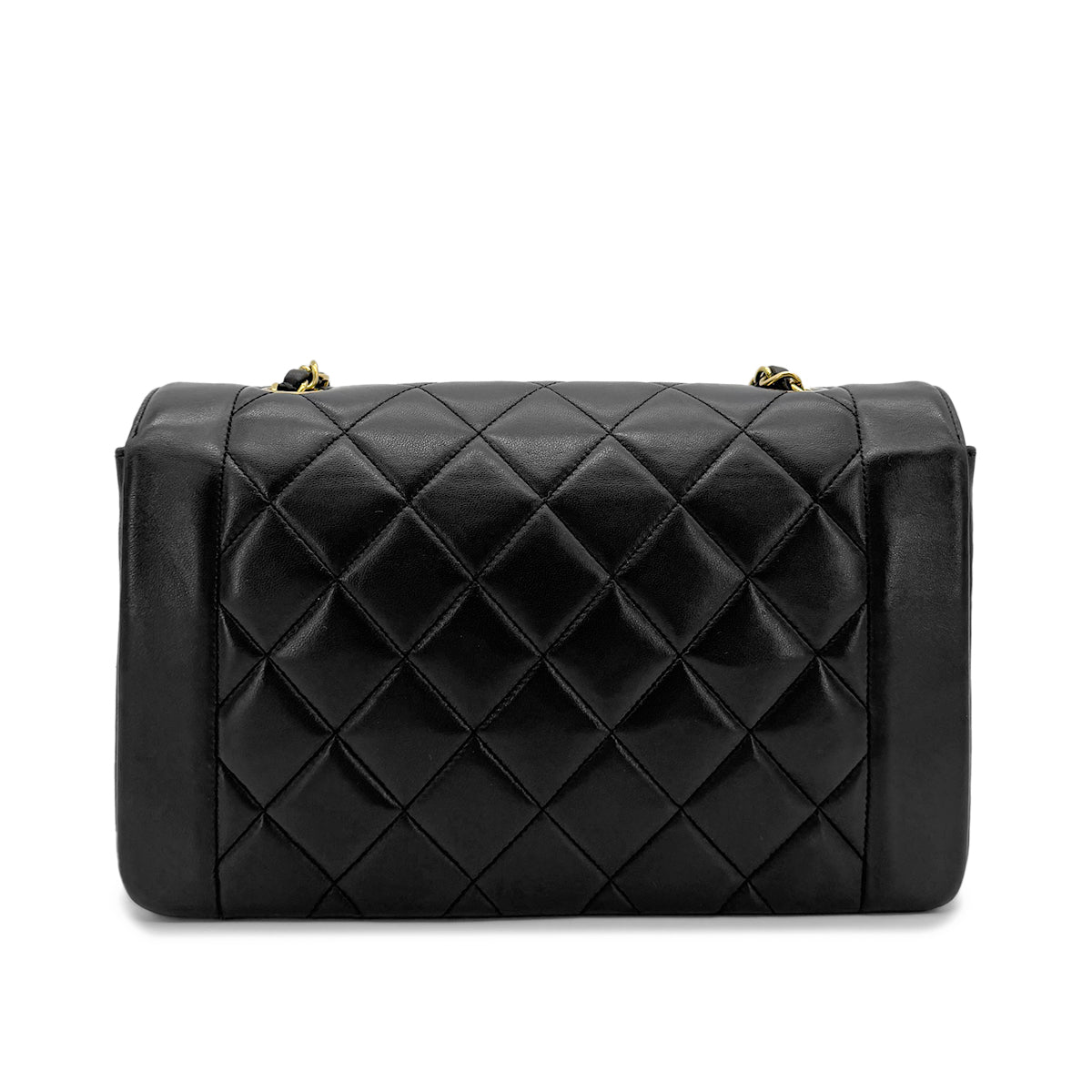 CHANEL VINTAGE DIANA MEDIUM CHAIN SHOULDER BAG BLACK LAMB SKIN 90266718
